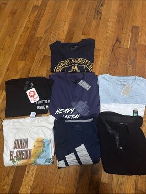 Multiples Men's Navy Heavy Metal Graphic Tee and Assorted Short-Sleeve Pack